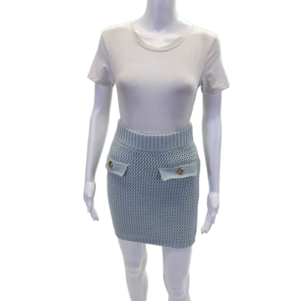 Solid & Striped Womens The Ronnie Crochet Mini Skirt Powder Blue Size Small
